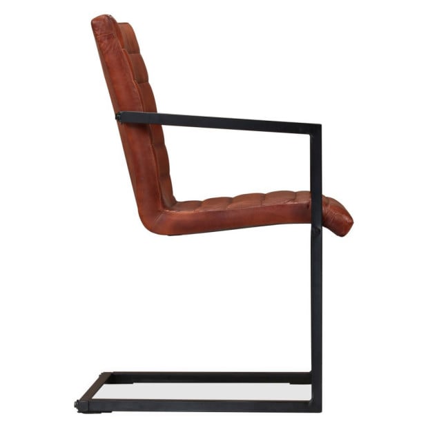 Dining Chairs 6 Pcs Brown Real Leather Image 5