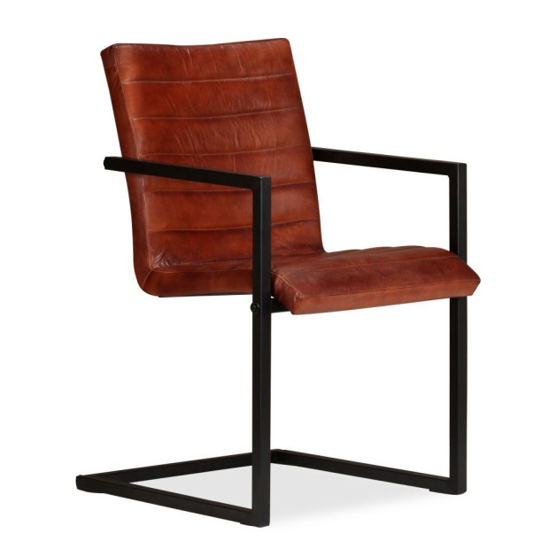 Dining Chairs 6 Pcs Brown Real Leather Image 6