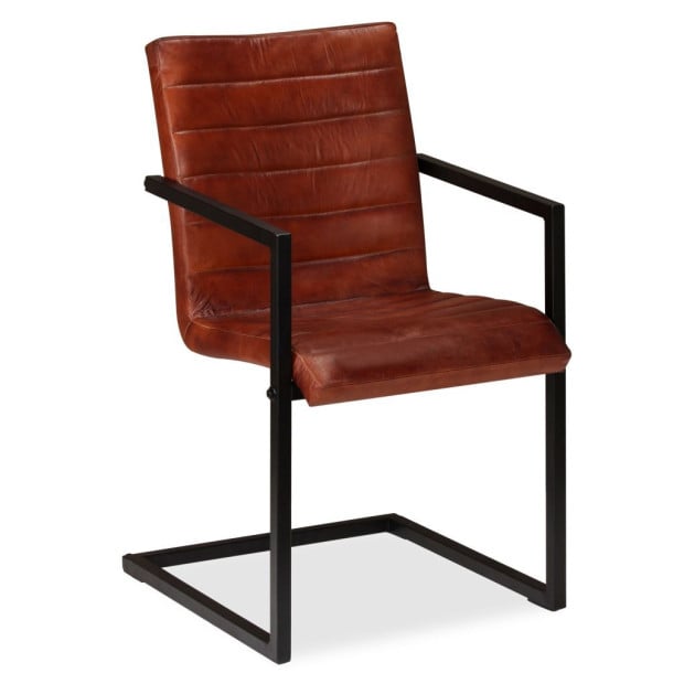 Dining Chairs 6 Pcs Brown Real Leather Image 7