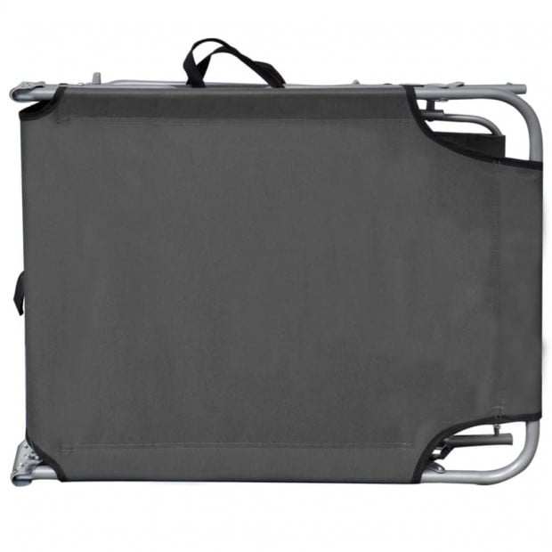 Folding Sun Lounger With Canopy Steel Grey Image 5