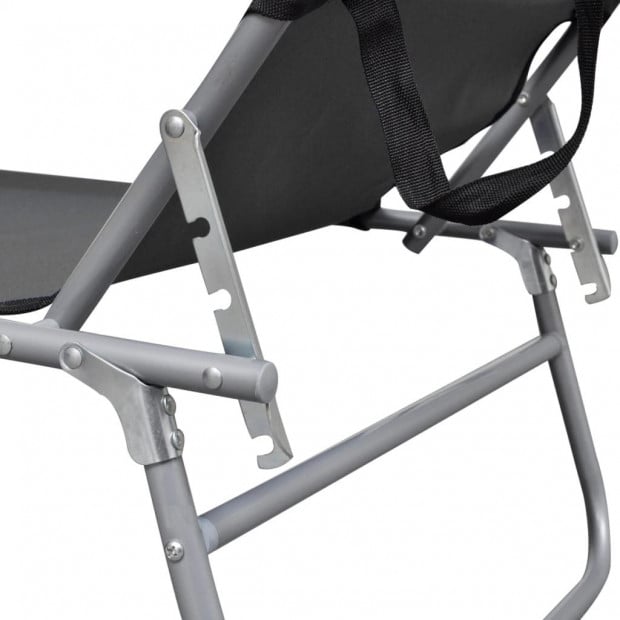 Folding Sun Lounger With Canopy Steel Grey Image 6