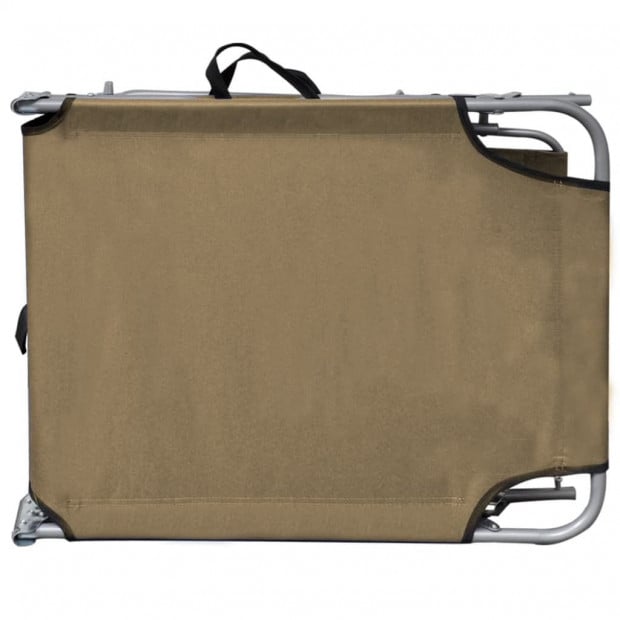 Folding Sun Lounger With Canopy Steel Taupe Image 4
