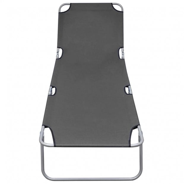 Foldable Sunlounger With Adjustable Backrest Grey Image 3