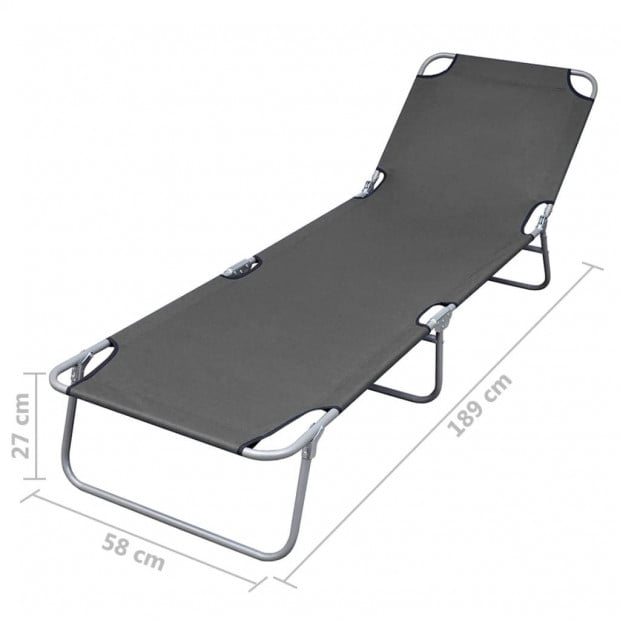 Foldable Sunlounger With Adjustable Backrest Grey Image 6