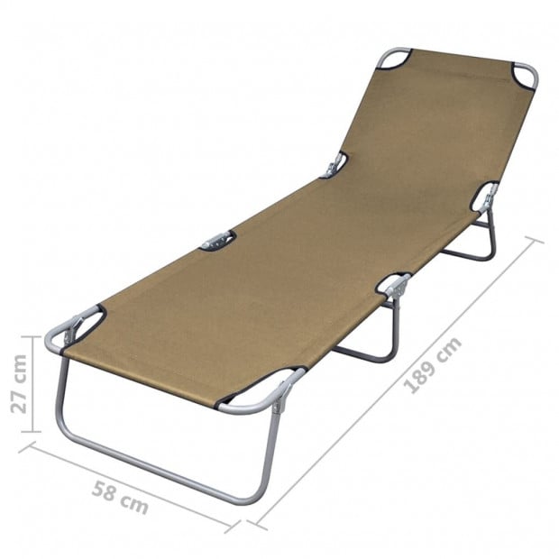 Foldable Sunlounger With Adjustable Backrest Taupe Image 6