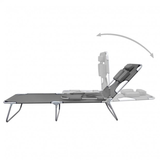 Foldable Sunlounger With Head Cushion Adjustable Backrest Grey Image 3