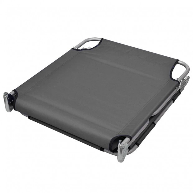 Foldable Sunlounger With Head Cushion Adjustable Backrest Grey Image 5