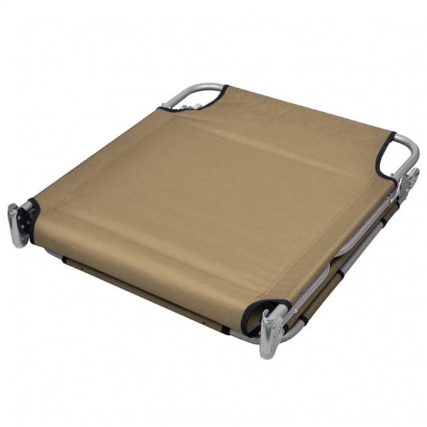 Foldable Sunlounger With Head Cushion Adjustable Backrest Taupe Image 5