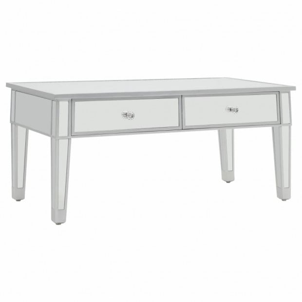 Mirrored Coffee Table Mdf And Glass 100x50x45 Cm