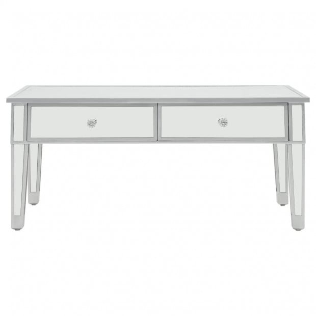 Mirrored Coffee Table Mdf And Glass 100x50x45 Cm Image 2