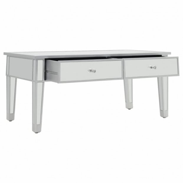 Mirrored Coffee Table Mdf And Glass 100x50x45 Cm Image 3