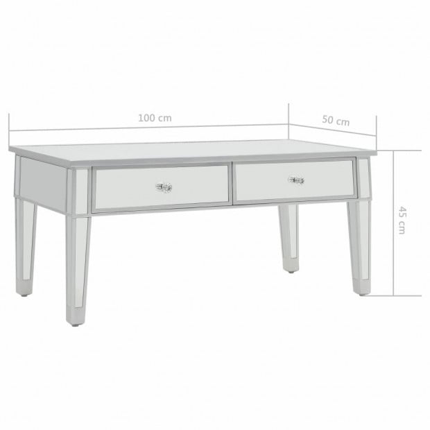 Mirrored Coffee Table Mdf And Glass 100x50x45 Cm Image 7