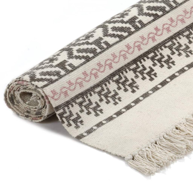 Kilim Rug Cotton 120x180 Cm With Pattern Grey/pink Image 2