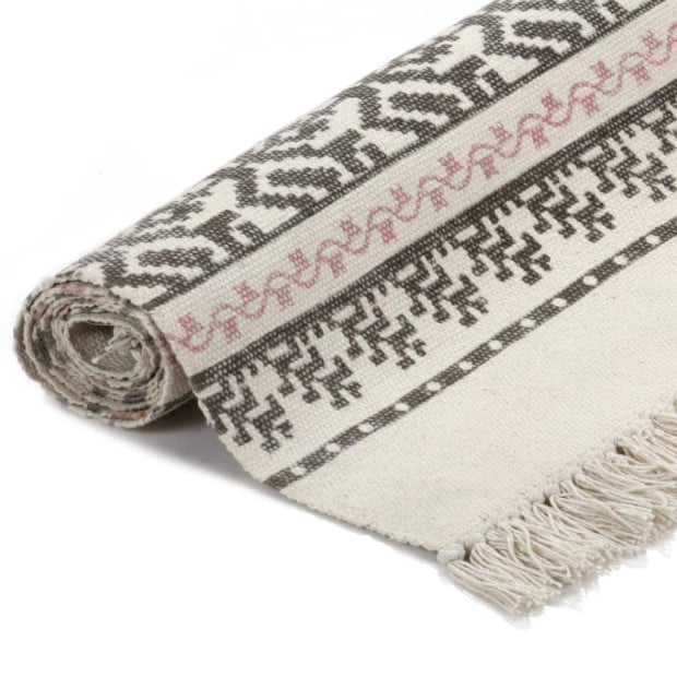 Kilim Rug Cotton 160x230 Cm With Pattern Grey/pink Image 2