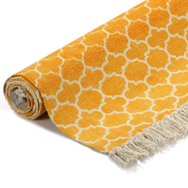 Kilim Rug Cotton 120x180 Cm With Pattern Yellow Image 2