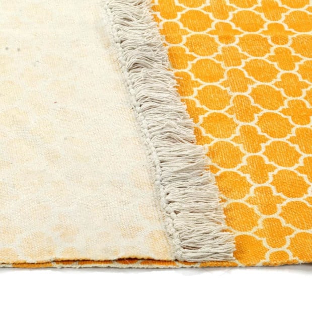 Kilim Rug Cotton 120x180 Cm With Pattern Yellow Image 4