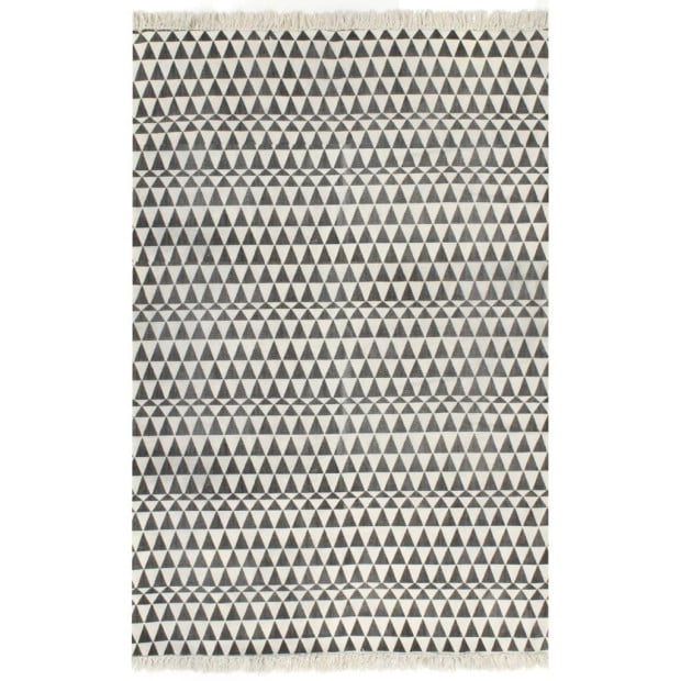 Kilim Rug Cotton 120x180 Cm With Pattern Black/white