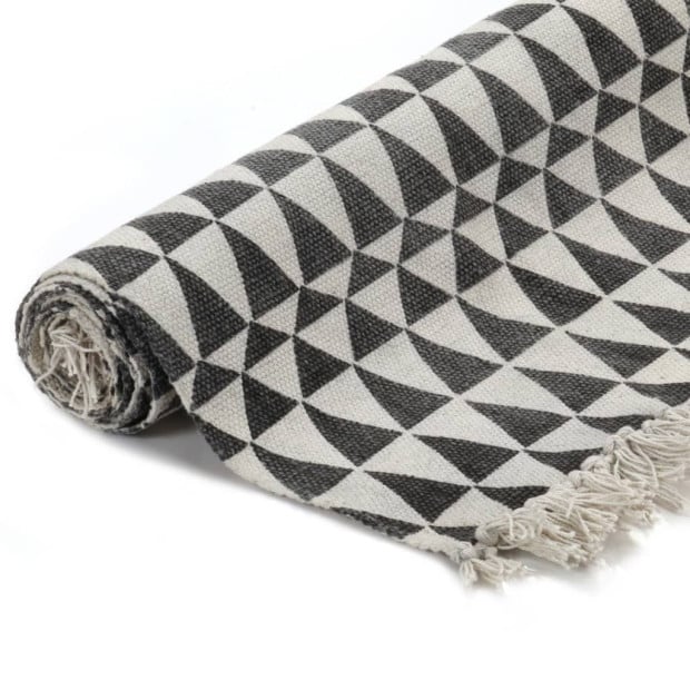 Kilim Rug Cotton 120x180 Cm With Pattern Black/white Image 2