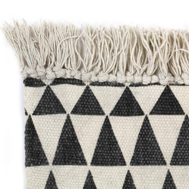 Kilim Rug Cotton 160x230 Cm With Pattern Black/white Image 3