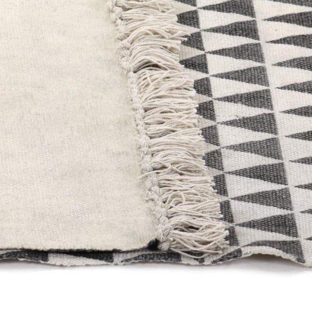 Kilim Rug Cotton 160x230 Cm With Pattern Black/white Image 4