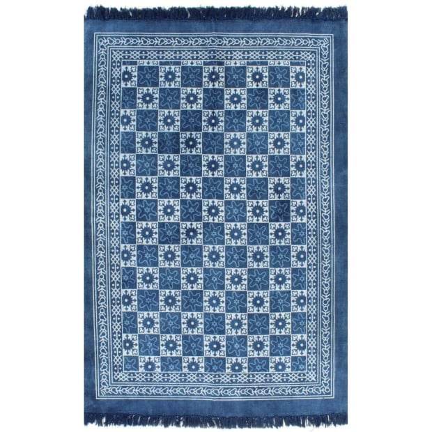 Kilim Rug Cotton 160x230 Cm With Pattern Blue