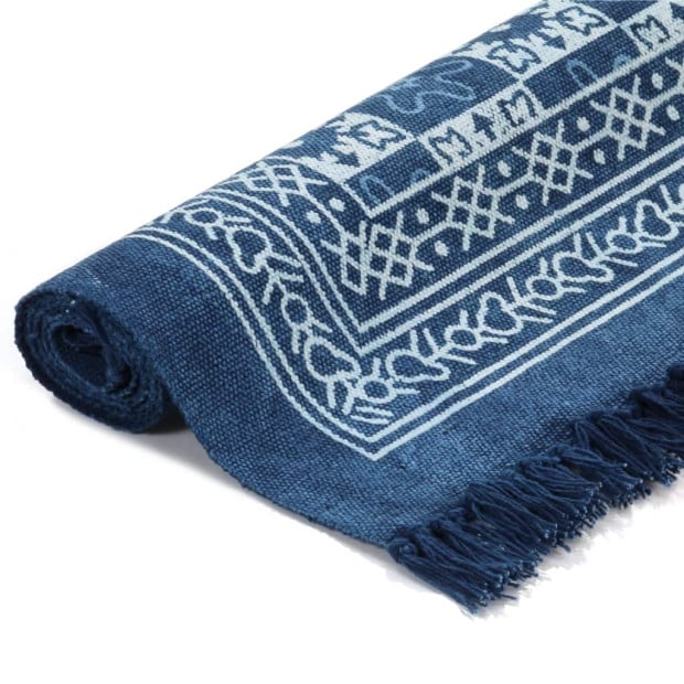 Kilim Rug Cotton 160x230 Cm With Pattern Blue Image 2