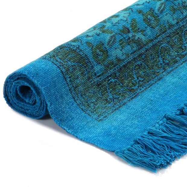Kilim Rug Cotton 160x230 Cm With Pattern Turquoise Image 2