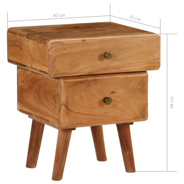 Nightstand Solid Acacia Wood 40x35x49 Cm Image 11