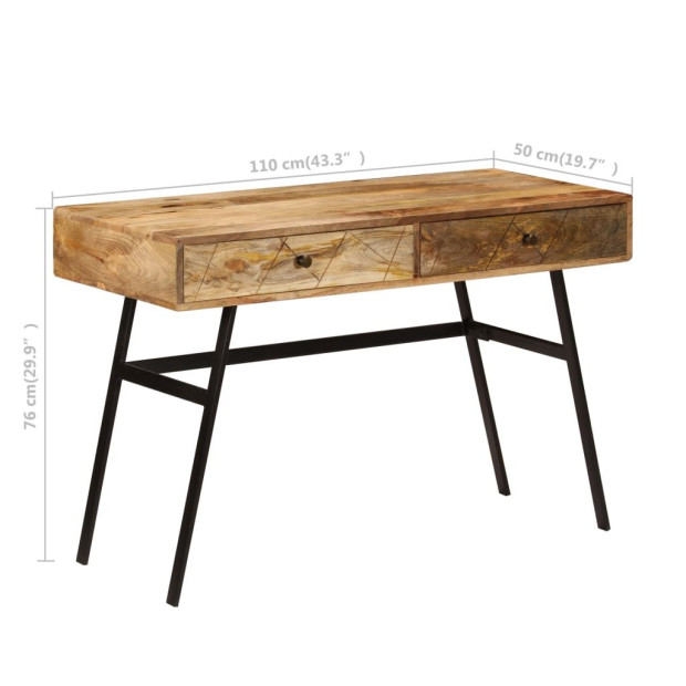 Writing Desk With Drawers Solid Mango Wood 110x50x76 Cm Image 11