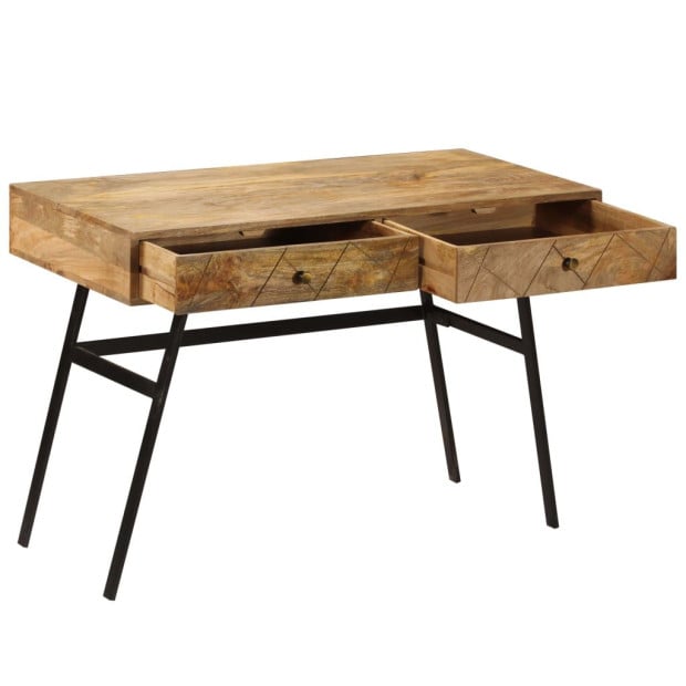 Writing Desk With Drawers Solid Mango Wood 110x50x76 Cm Image 5