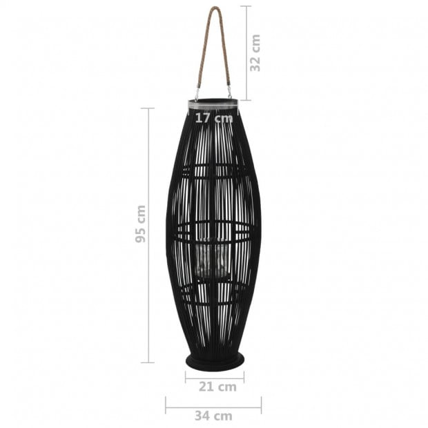 Hanging Candle Lantern Holder Bamboo Black 95 Cm Image 5