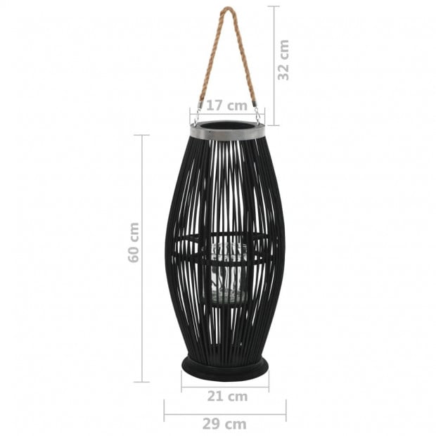 Hanging Candle Lantern Holder Bamboo Black 60 Cm Image 5