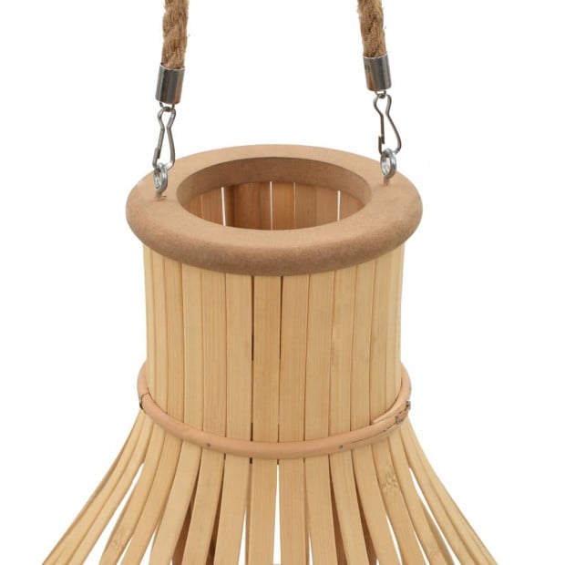 Hanging Candle Lantern Holder Bamboo Natural Image 2
