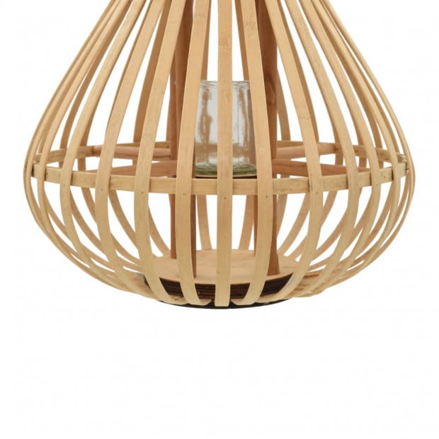 Hanging Candle Lantern Holder Bamboo Natural Image 3