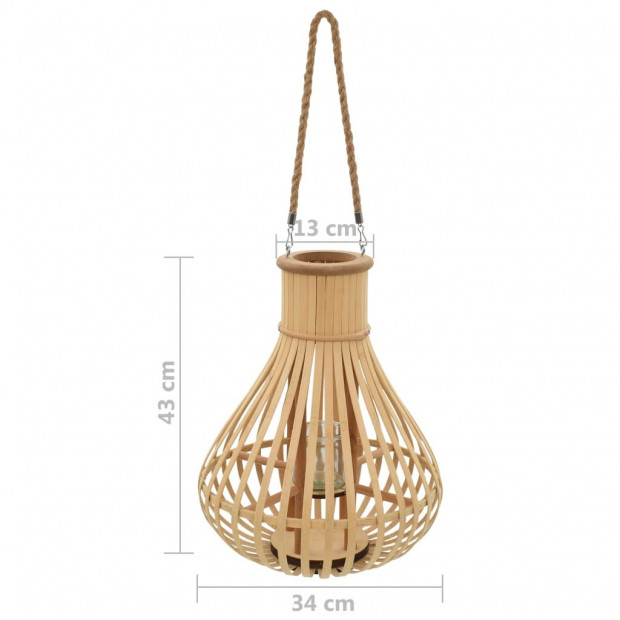 Hanging Candle Lantern Holder Bamboo Natural Image 4