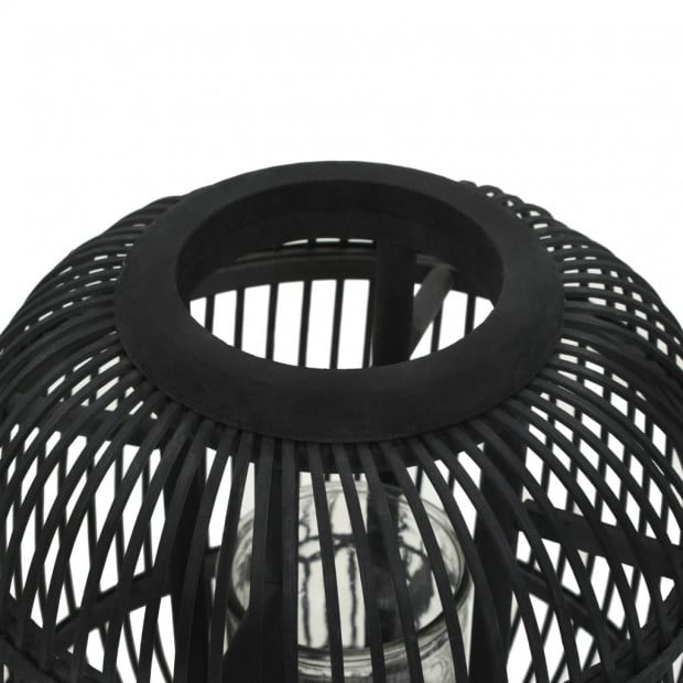 Freestanding Candle Lantern Holder Bamboo Black Image 2