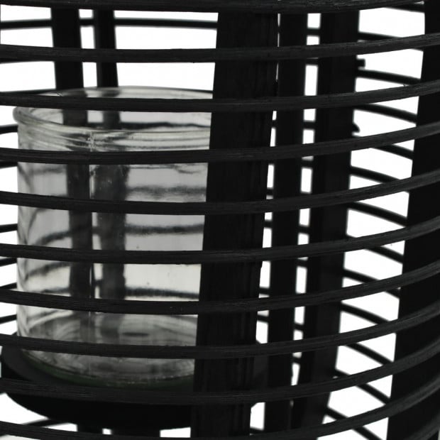 Freestanding Candle Lantern Holder Bamboo Black Image 3