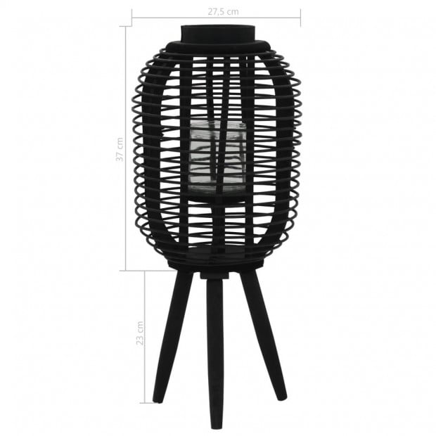 Freestanding Candle Lantern Holder Bamboo Black Image 4