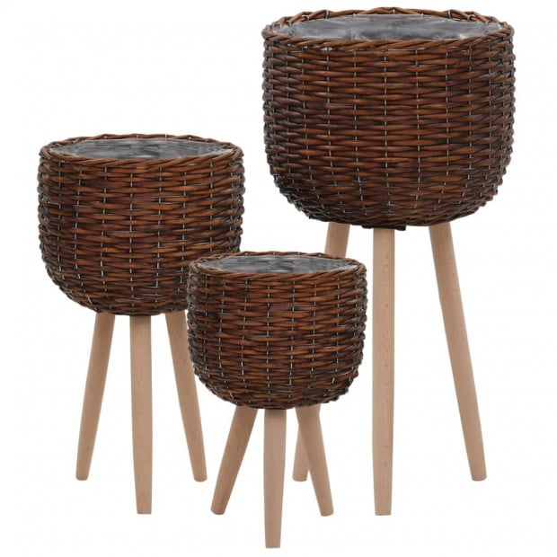 Planter 3 Pcs Wicker With Pe Lining Image 2