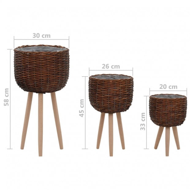 Planter 3 Pcs Wicker With Pe Lining Image 6