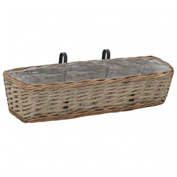 Balcony Planter 2 Pcs Wicker With Pe Lining 60 Cm Image 2