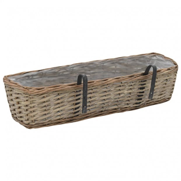 Balcony Planter 2 Pcs Wicker With Pe Lining 60 Cm Image 4