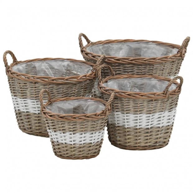 Raised Bed 4 Pcs Wicker With Pe Lining