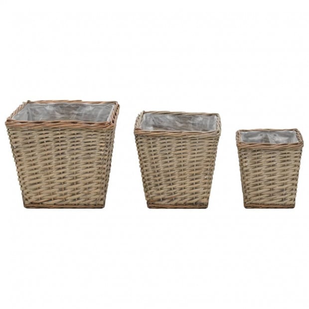 Raised Bed 3 Pcs Wicker With Pe Lining Image 3