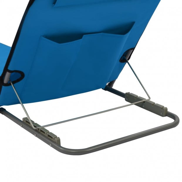 Folding Beach Mats 2 Pcs Steel And Fabric Blue Image 5