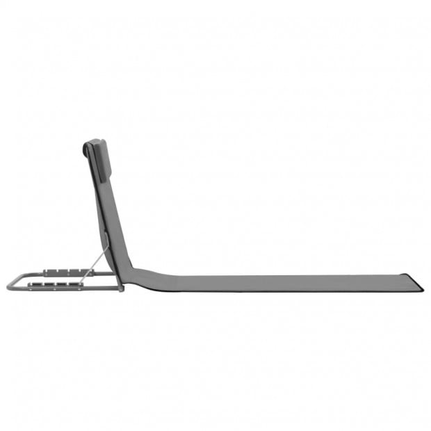Folding Beach Mats 2 Pcs Steel And Fabric Grey Image 3