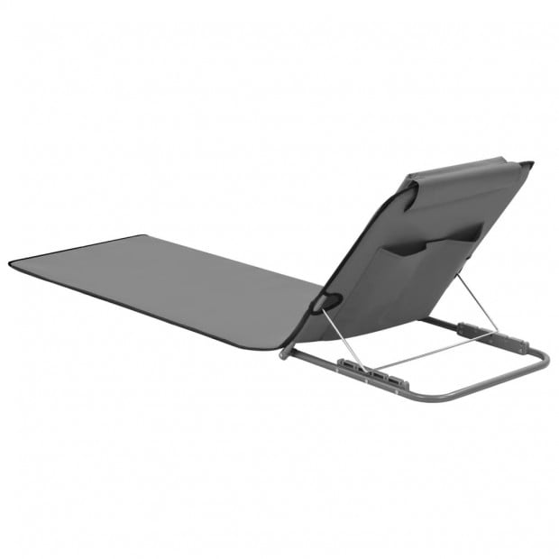 Folding Beach Mats 2 Pcs Steel And Fabric Grey Image 4
