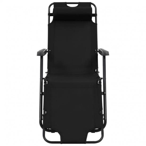 Folding Sun Loungers 2 Pcs With Footrests Steel Black Image 4