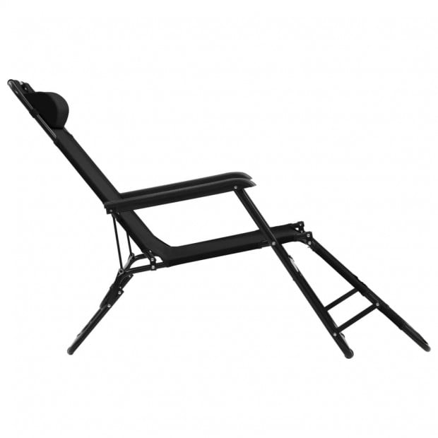 Folding Sun Loungers 2 Pcs With Footrests Steel Black Image 5