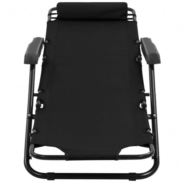 Folding Sun Loungers 2 Pcs With Footrests Steel Black Image 8